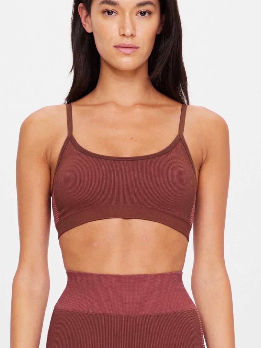 The Upside Ribbed Scoop Bralette in Chocolate Brown